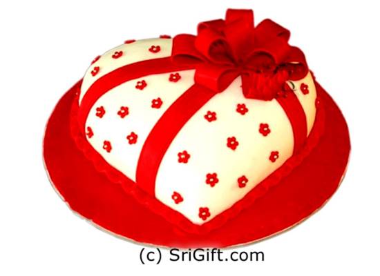 Heart Shaped Red Ribbon Cake | SriGift.com | Gift Kapruka In Sri Lanka